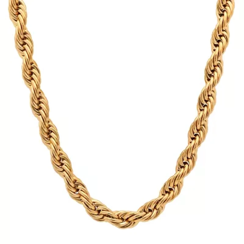 Mens 18K Gold Over Stainless Steel Hypoallergenic 24 Inch Pendant Necklace