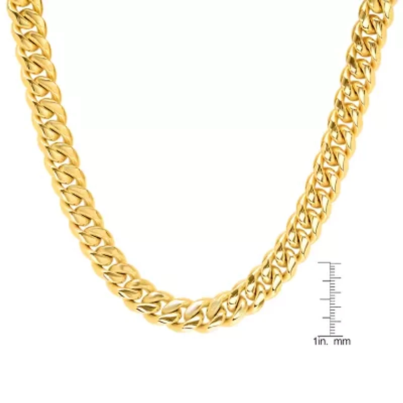 Mens 18K Gold Over Stainless Steel Hypoallergenic 30 Inch Cuban Chain Necklace