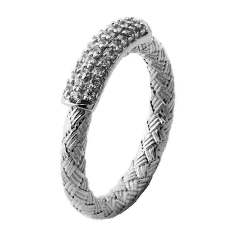 Paris 1901 By Charles Garnier Womens Cubic Zirconia Sterling Silver Band