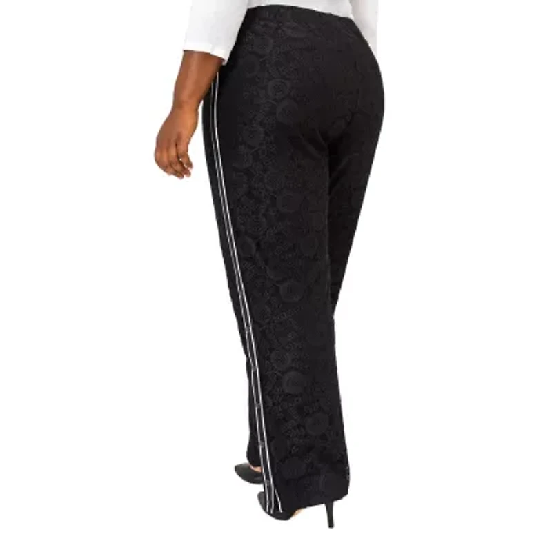 Poetic Justice Womens High Rise Over Belly Wide Leg Palazzo Pant Plus
