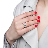 Womens 1/8 CT. T.W. Natural White Diamond Sterling Silver Band