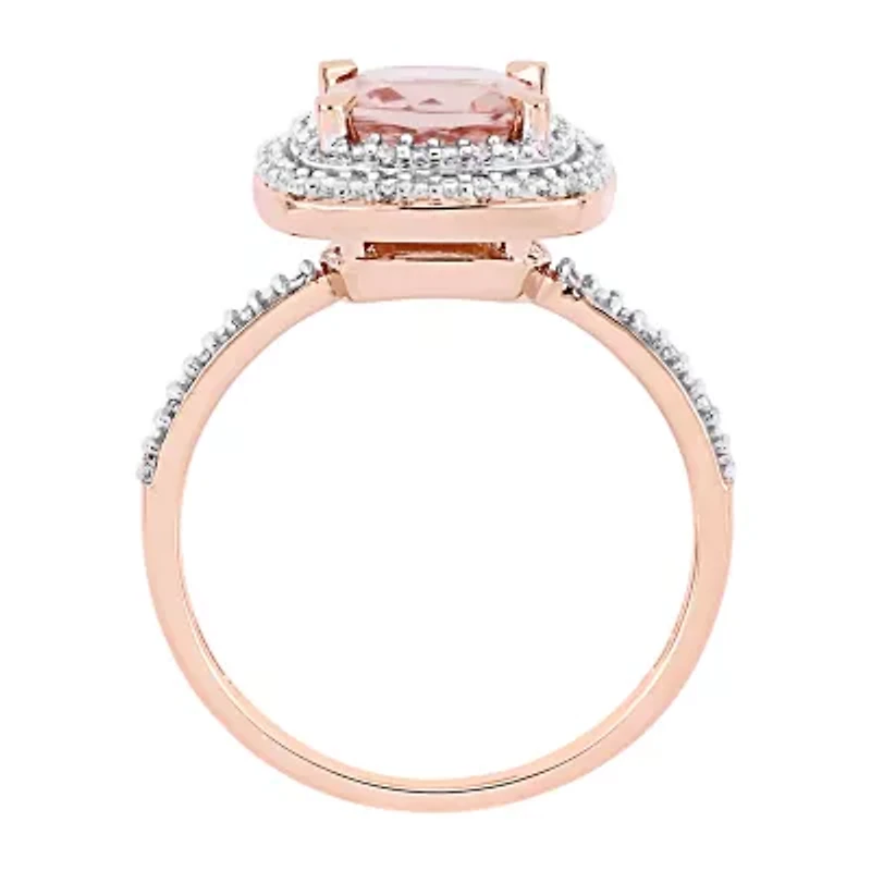 Womens 1/10 CT. T.W. Genuine Pink Morganite 14K Rose Gold Cocktail Ring
