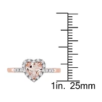 Womens 1/10 CT. T.W. Genuine Pink Morganite 10K Rose Gold Heart Cocktail Ring