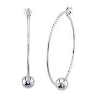 Womens Sterling Silver 33mm Hoop Earrings