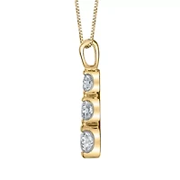 Bezel Set 3-Stone Linear Womens 1/8 CT. T.W. Natural White Diamond 14K Gold 18 Inch Pendant Necklace