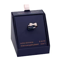 Sparkle Allure Womens 3MM Cubic Zirconia 18K Rose Gold Over Brass Bow Band