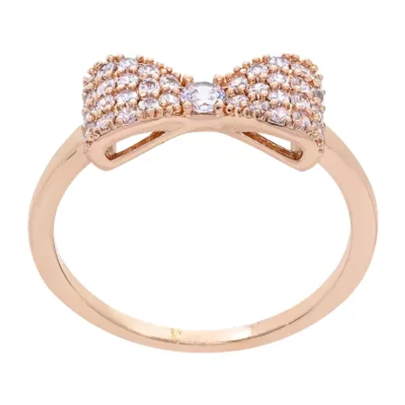 Sparkle Allure Womens 3MM Cubic Zirconia 18K Rose Gold Over Brass Bow Band
