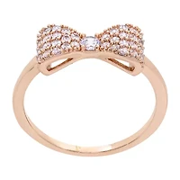 Sparkle Allure Womens 3MM Cubic Zirconia 18K Rose Gold Over Brass Bow Band