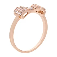 Sparkle Allure Womens 3MM Cubic Zirconia 18K Rose Gold Over Brass Bow Band