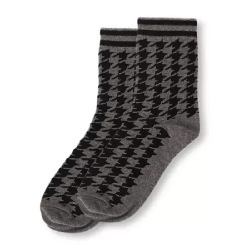 MeMoi Classic Houndstooth Womens 1 Pair Crew Socks
