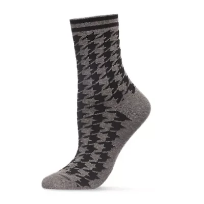 MeMoi Classic Houndstooth Womens 1 Pair Crew Socks