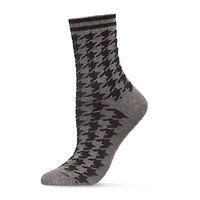 MeMoi Classic Houndstooth Womens 1 Pair Crew Socks