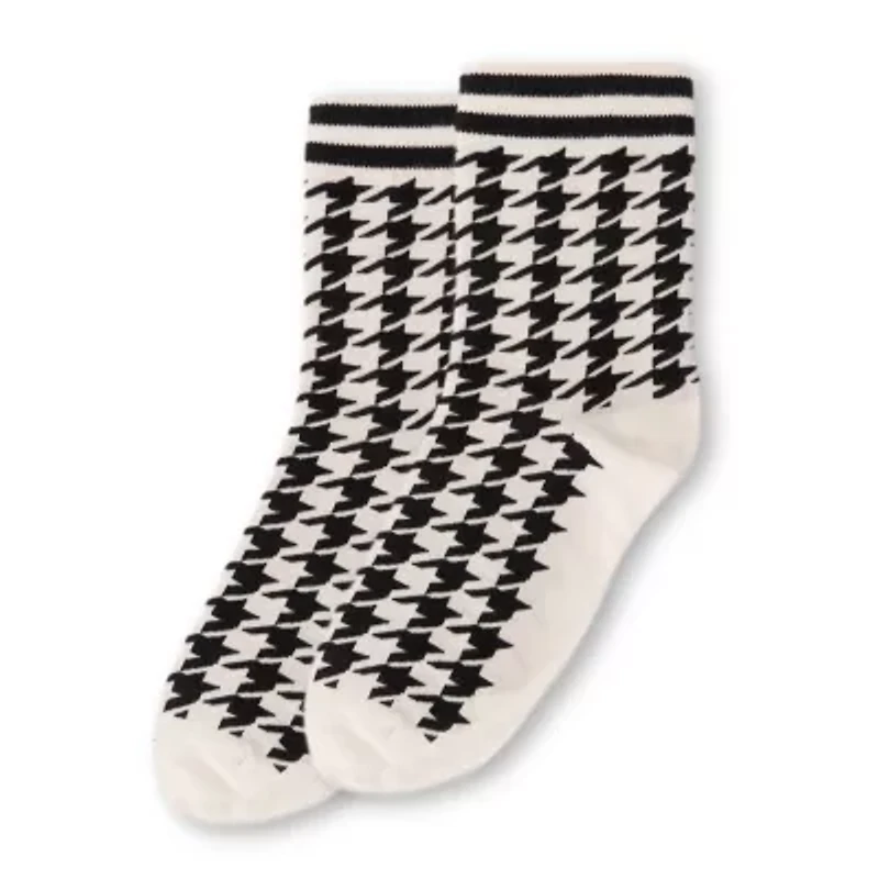 MeMoi Classic Houndstooth Womens 1 Pair Crew Socks