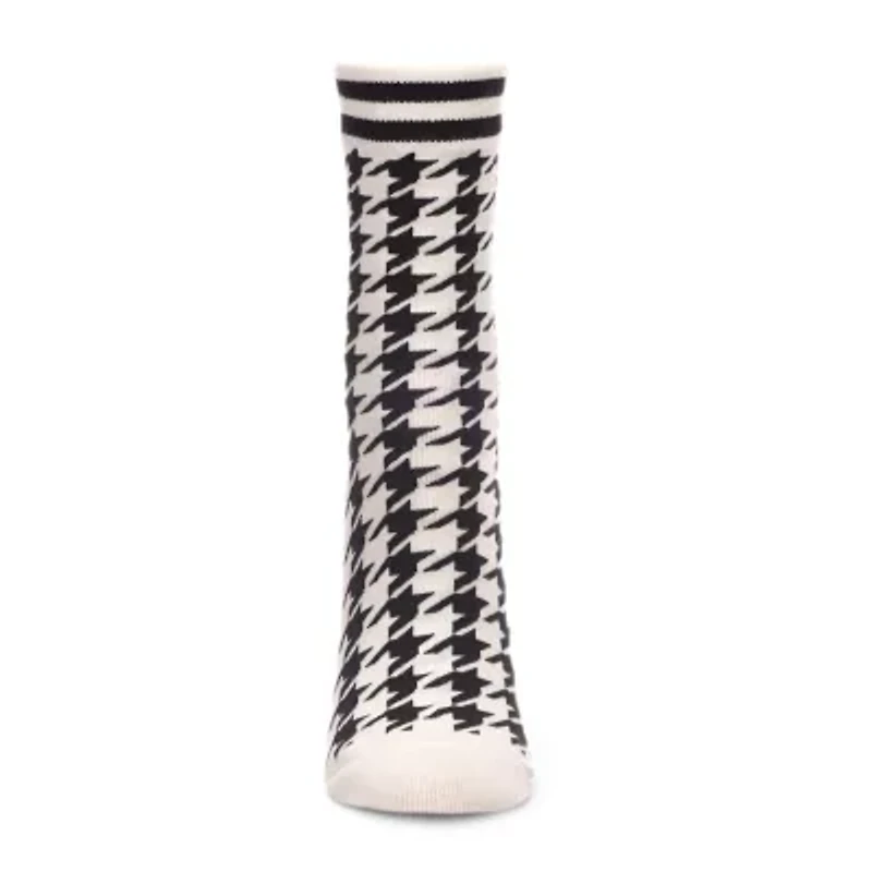 MeMoi Classic Houndstooth Womens 1 Pair Crew Socks