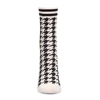 MeMoi Classic Houndstooth Womens 1 Pair Crew Socks
