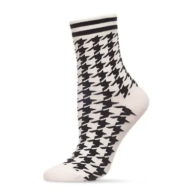 MeMoi Classic Houndstooth Womens 1 Pair Crew Socks
