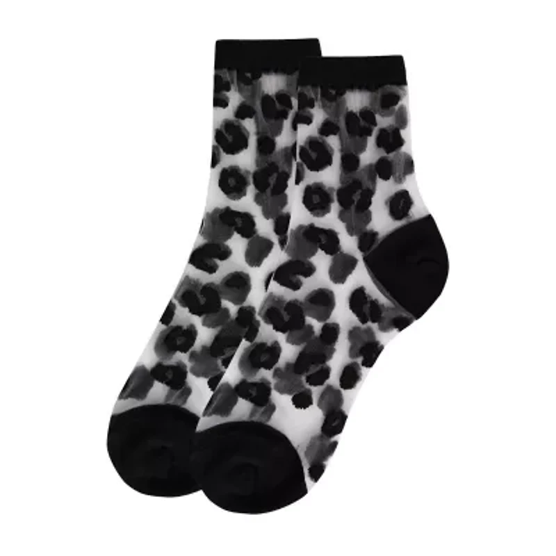 MeMoi Sheer Leopard Womens Breathable 1 Pair Quarter Ankle Socks