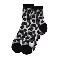 MeMoi Sheer Leopard Womens Breathable 1 Pair Quarter Ankle Socks