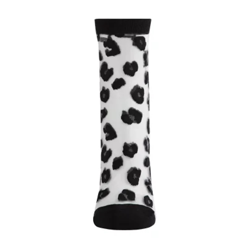 MeMoi Sheer Leopard Womens Breathable 1 Pair Quarter Ankle Socks