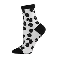 MeMoi Sheer Leopard Womens Breathable 1 Pair Quarter Ankle Socks