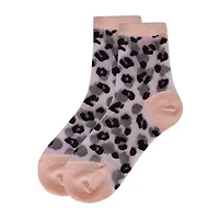 MeMoi Sheer Leopard Womens Breathable 1 Pair Quarter Ankle Socks