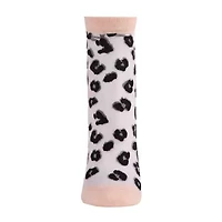 MeMoi Sheer Leopard Womens Breathable 1 Pair Quarter Ankle Socks
