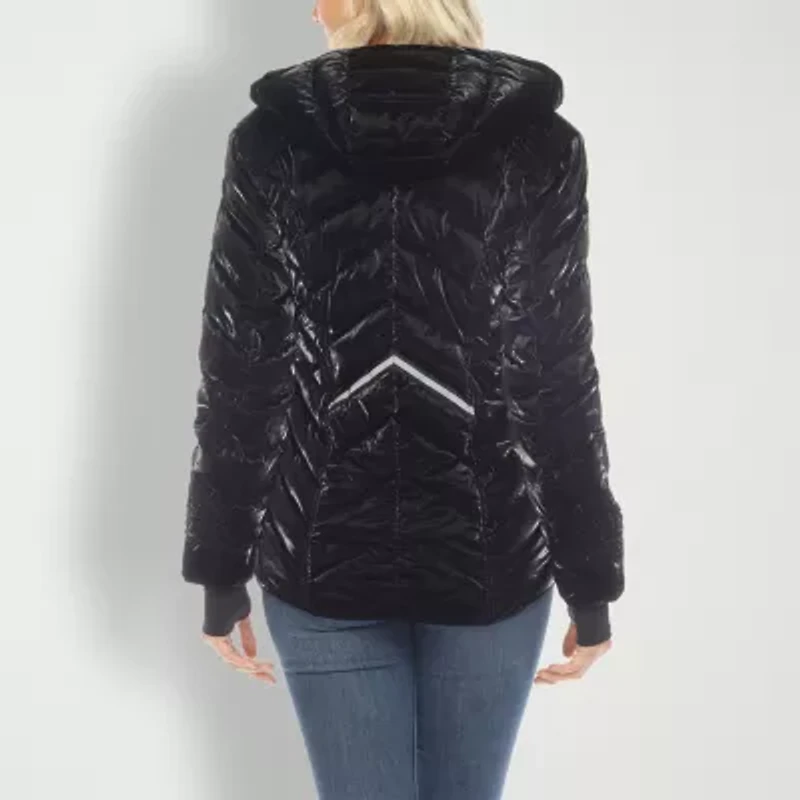 White Mark Womens Water Resistant Lightweight Puffer Jacket