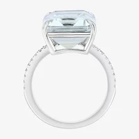 Effy  Womens Genuine White Quartz Sterling Silver Side Stone Cocktail Ring