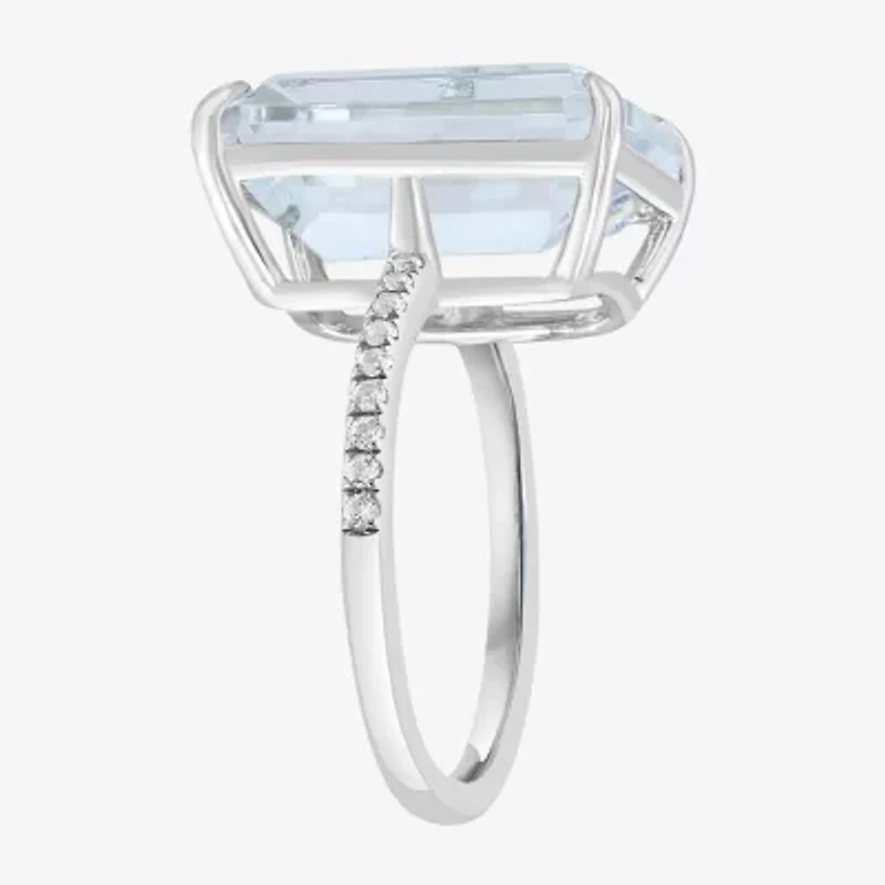 Effy Final Call Womens Genuine White Quartz Sterling Silver Side Stone Cocktail Ring