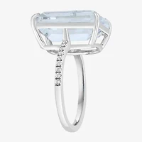 Effy Final Call Womens Genuine White Quartz Sterling Silver Side Stone Cocktail Ring
