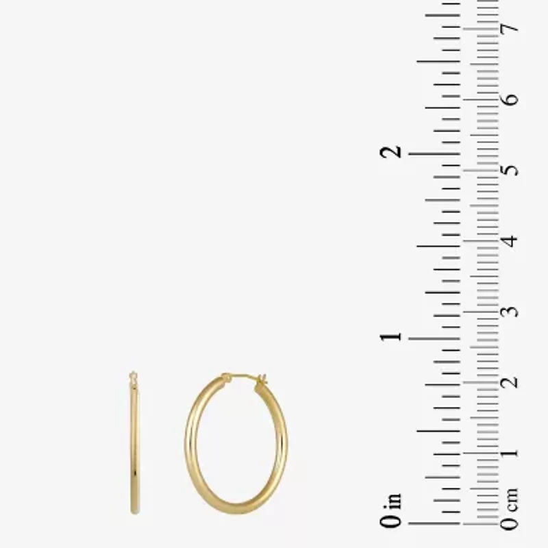 Womens 18K Gold 30mm Round Hoop Earrings