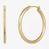Womens 18K Gold 30mm Round Hoop Earrings