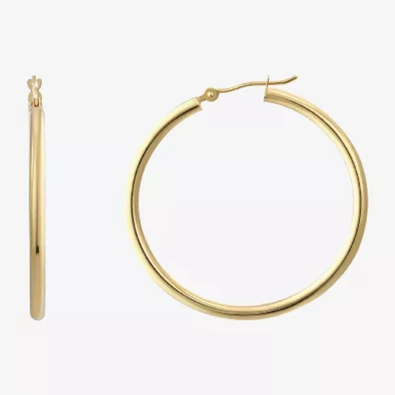Womens 18K Gold 30mm Round Hoop Earrings
