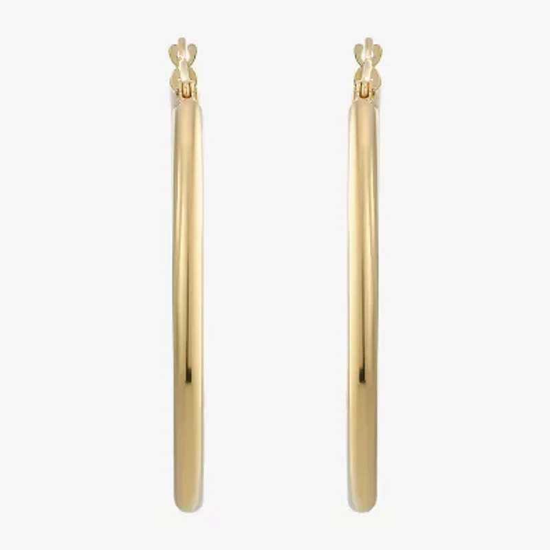 Womens 18K Gold 30mm Round Hoop Earrings