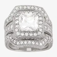 Diamonart Womens 4 CT. Cubic Zirconia Sterling Silver Square Bridal Set
