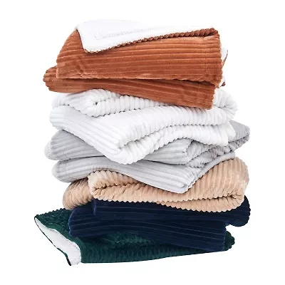 Linery Ribbed Velvet Plush Sherpa Blanket