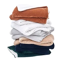 Linery Ribbed Velvet Plush Sherpa Blanket