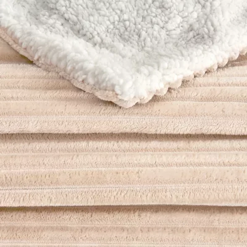 Linery Ribbed Velvet Plush Sherpa Blanket