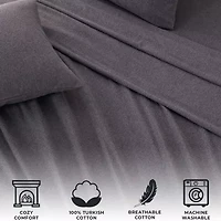 Linery Heathered Solid Flannel Sheet Set