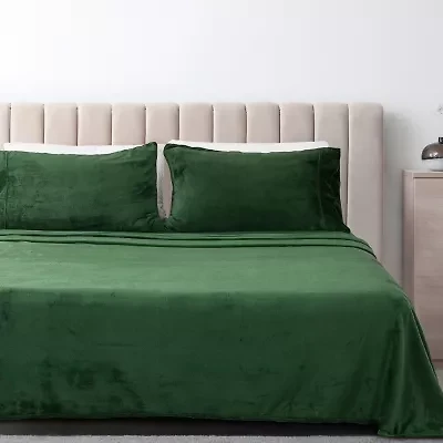 Linery Solid Velvet Plush Cozy Sheet Set