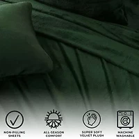 Linery Solid Velvet Plush Cozy Sheet Set