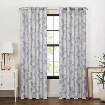Eclipse Larissa Leaf Grommet Top 100% Blackout Single Curtain Panel