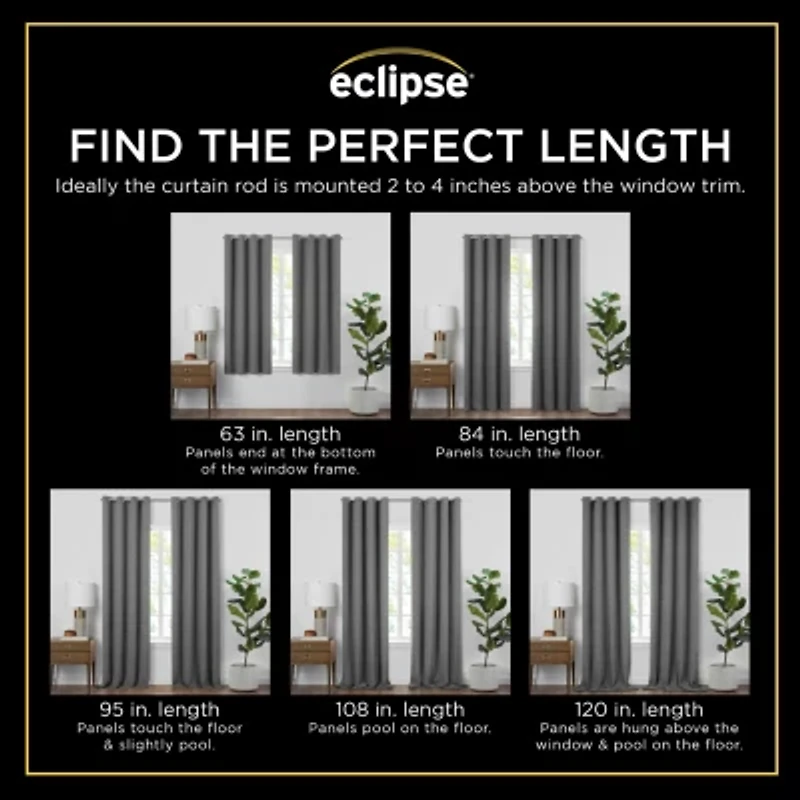 Eclipse Larissa Leaf Grommet Top 100% Blackout Single Curtain Panel