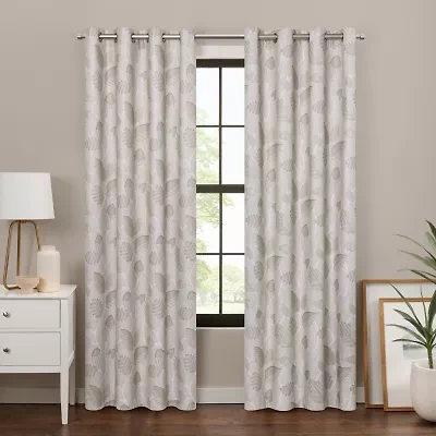 Eclipse Larissa Leaf Grommet Top 100% Blackout Single Curtain Panel