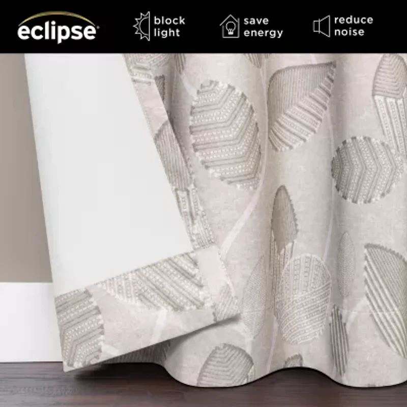 Eclipse Larissa Leaf Grommet Top 100% Blackout Single Curtain Panel