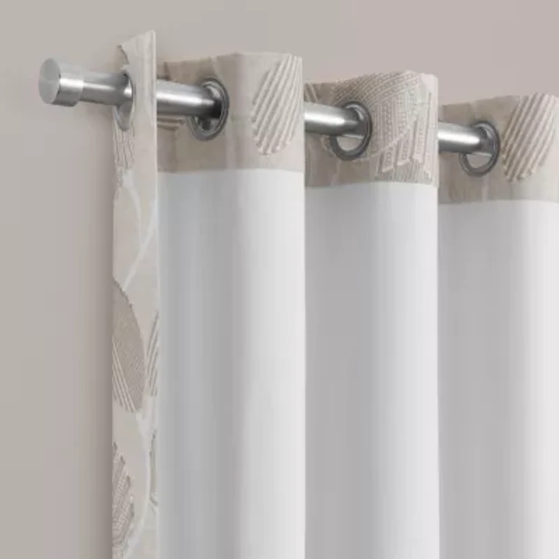 Eclipse Larissa Leaf Grommet Top 100% Blackout Single Curtain Panel