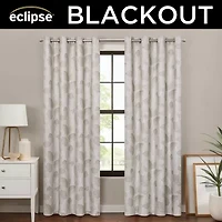 Eclipse Larissa Leaf Grommet Top 100% Blackout Single Curtain Panel
