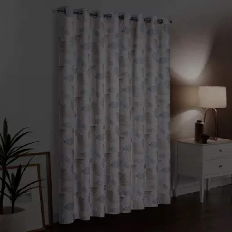 Eclipse Larissa Leaf Grommet Top 100% Blackout Single Curtain Panel
