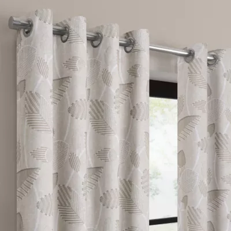 Eclipse Larissa Leaf Grommet Top 100% Blackout Single Curtain Panel