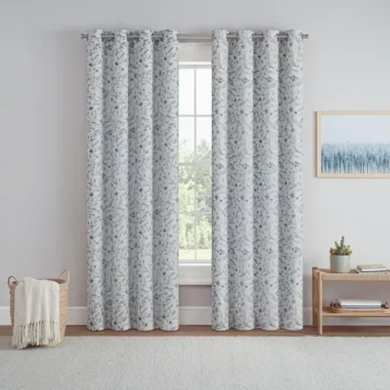 Eclipse Dutchess Botanical Grommet Top 100% Blackout Single Curtain Panel